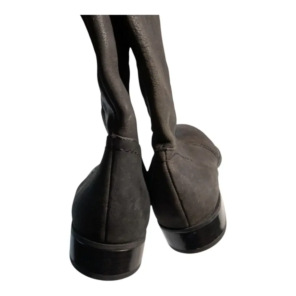 Nine West Nicolah Black Leather Knee High Pointed Toe Wide Calf Riding Boots 9